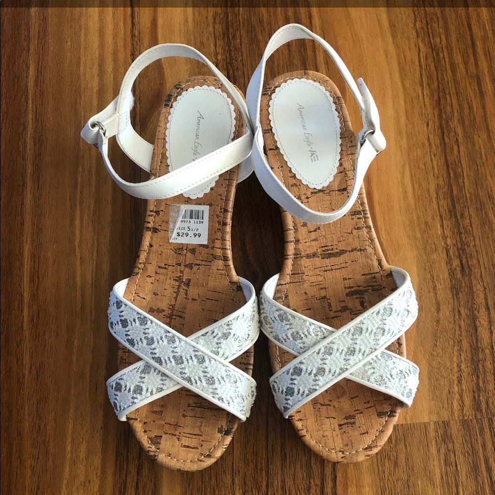 Girls sandals with cork wedge heel